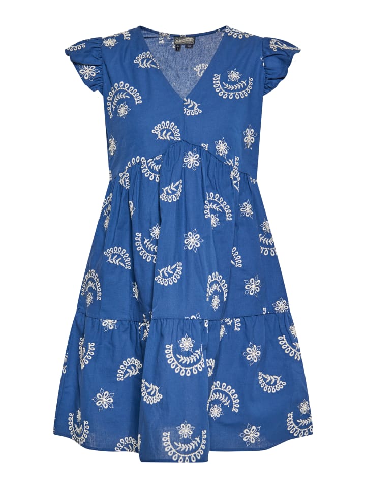 Damen Kleid in Marine Wollweiss