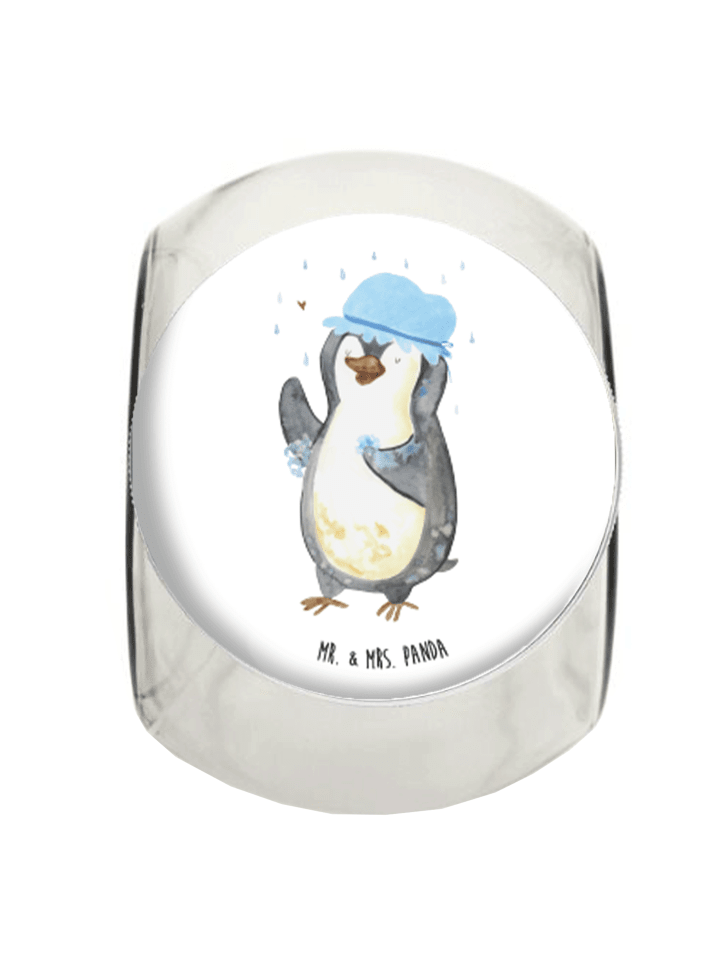 Bonbonglas Pinguin Duschen ohne Spruch in Weiß