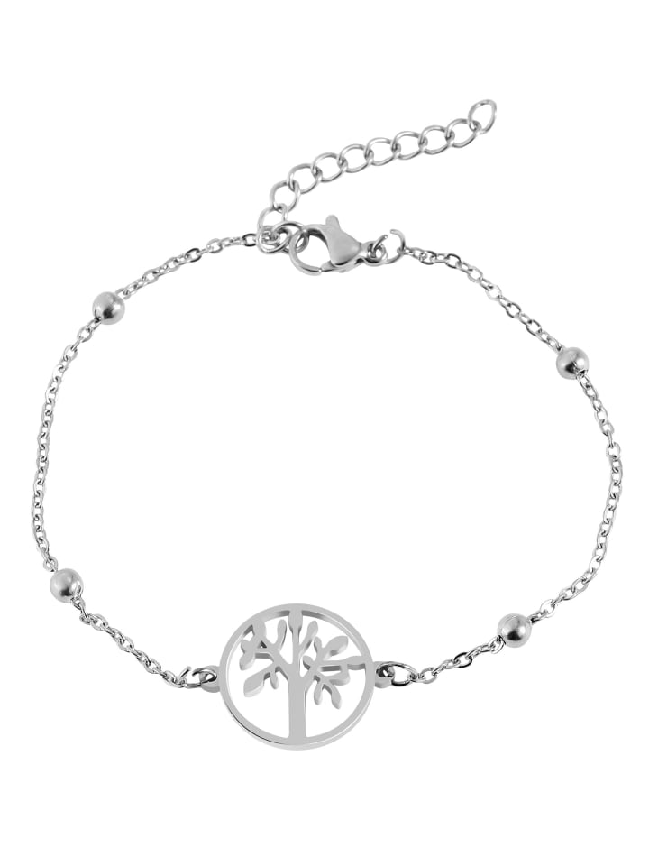 Damen Armband – Lebensbaum aus Edelstahl 17+3 cm in silber