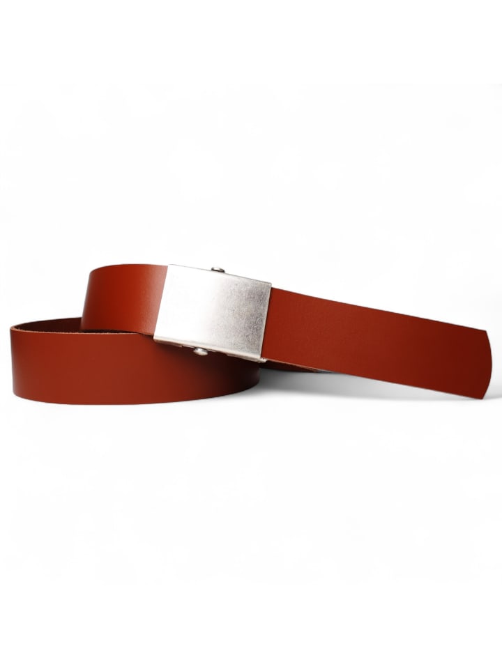 Ledergürtel 4 cm stufenlos in Cognac