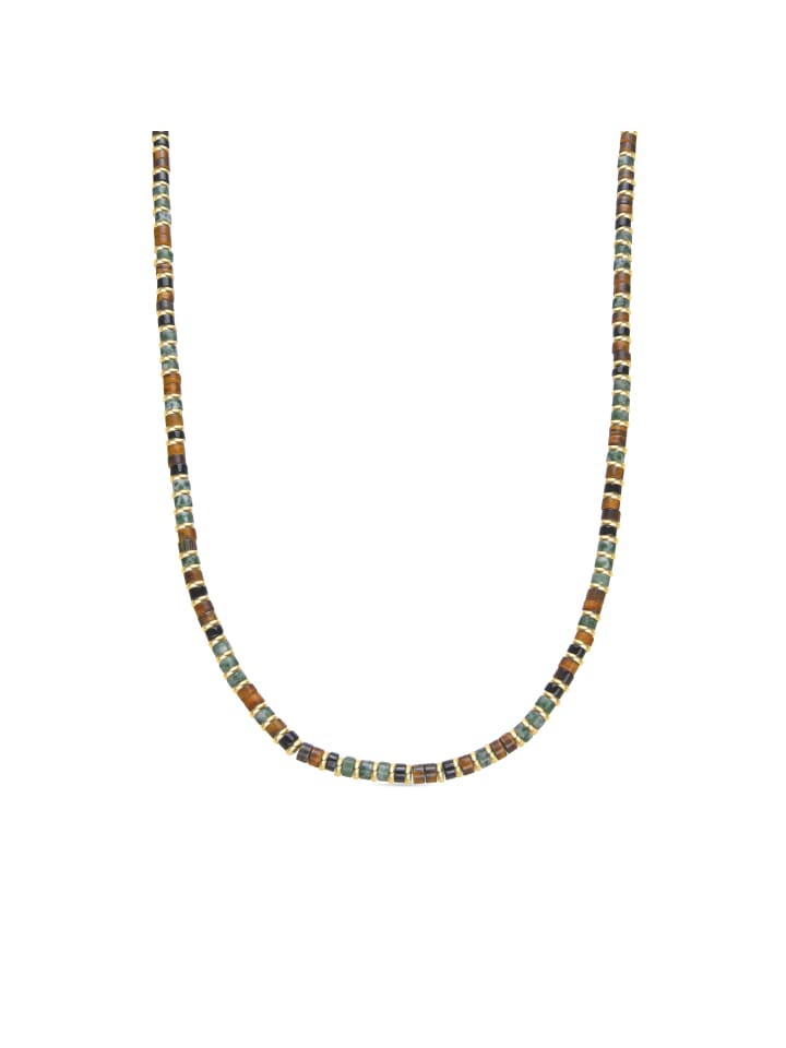 Halskette aus 925er Sterlingsilber und Tigerauge mit 18k Goldbeschichtung