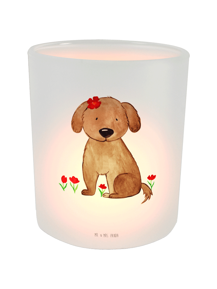 Windlicht Hund Dame ohne Spruch in Transparent