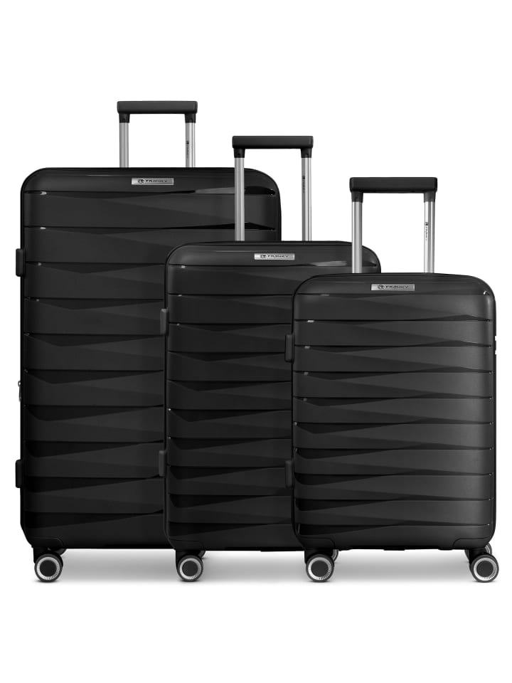 London 4 Rollen Kofferset 3-teilig mit Dehnfalte black