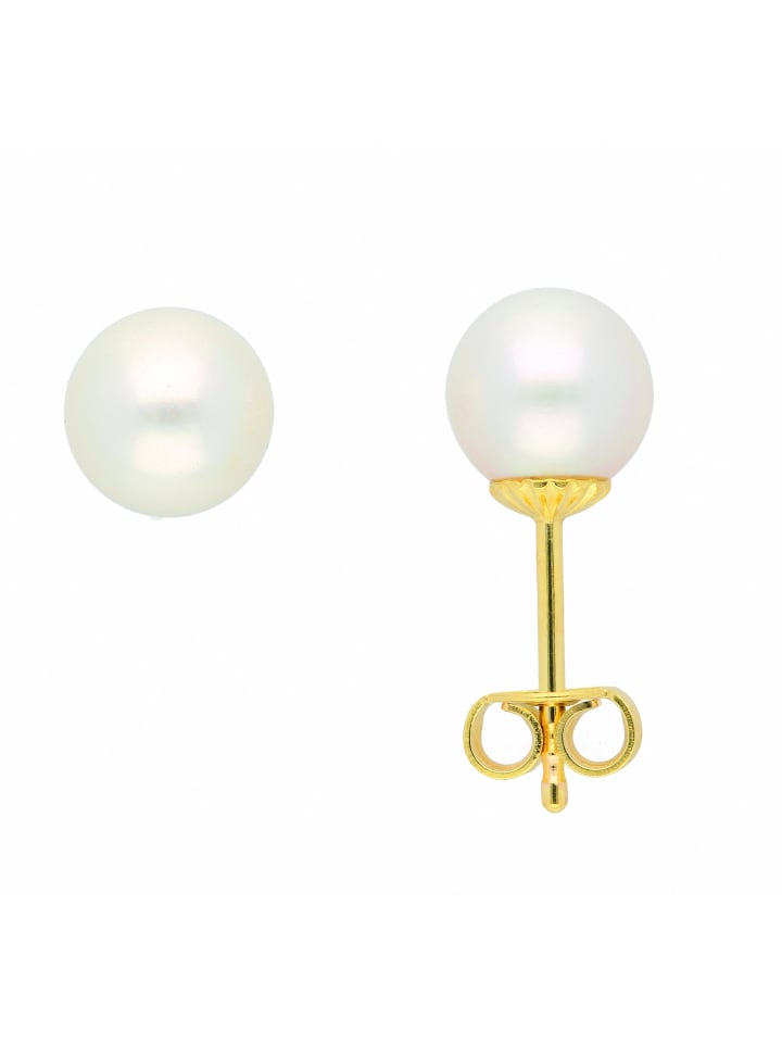 Damen 333 Gold Ohrringe / Ohrstecker mit Süßwasser Zuchtperle in gold