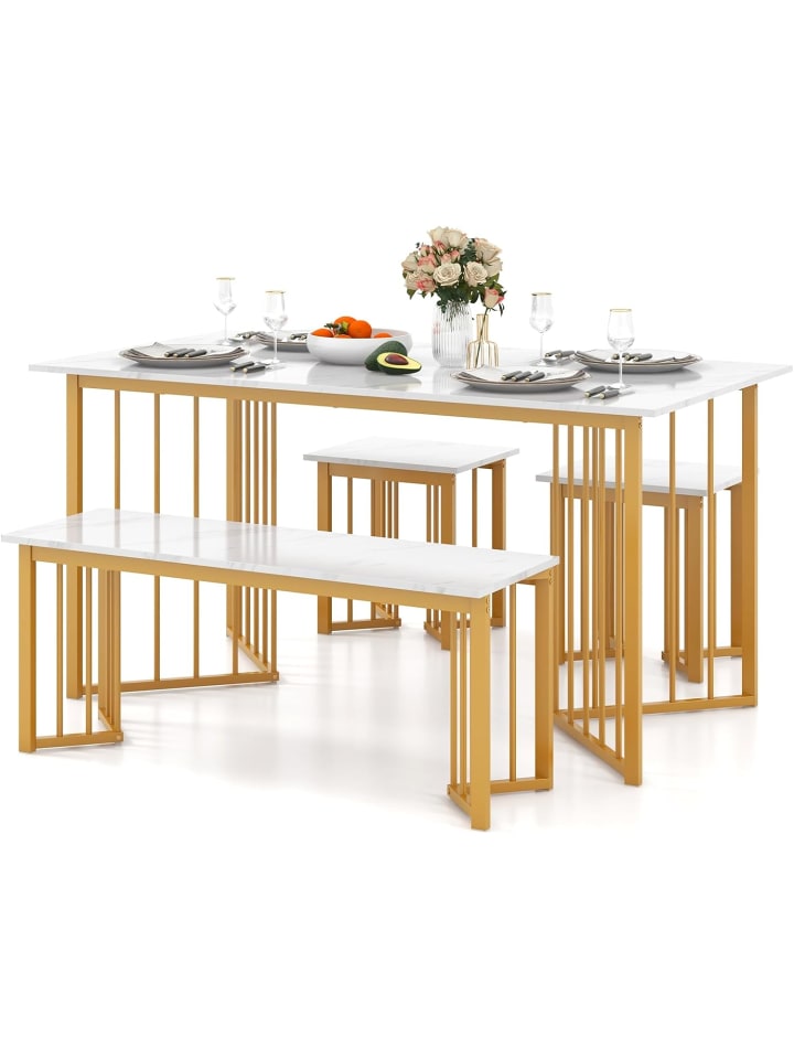 Esstisch Set 4-teilig in Weiß