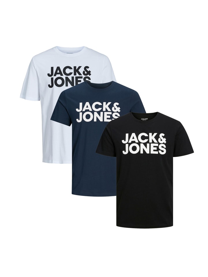 T-Shirt Corp in Weiß / blau / schwarz