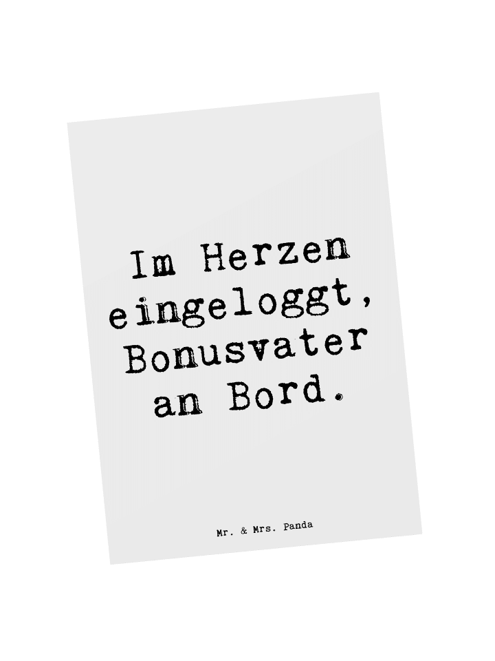 Postkarte Bonusvater Herz mit Spruch in Weiß