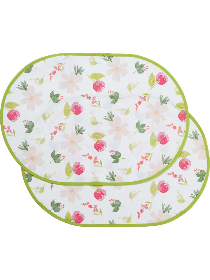 Baumwollmischung Tischset 2er-Pack in rosa-grün