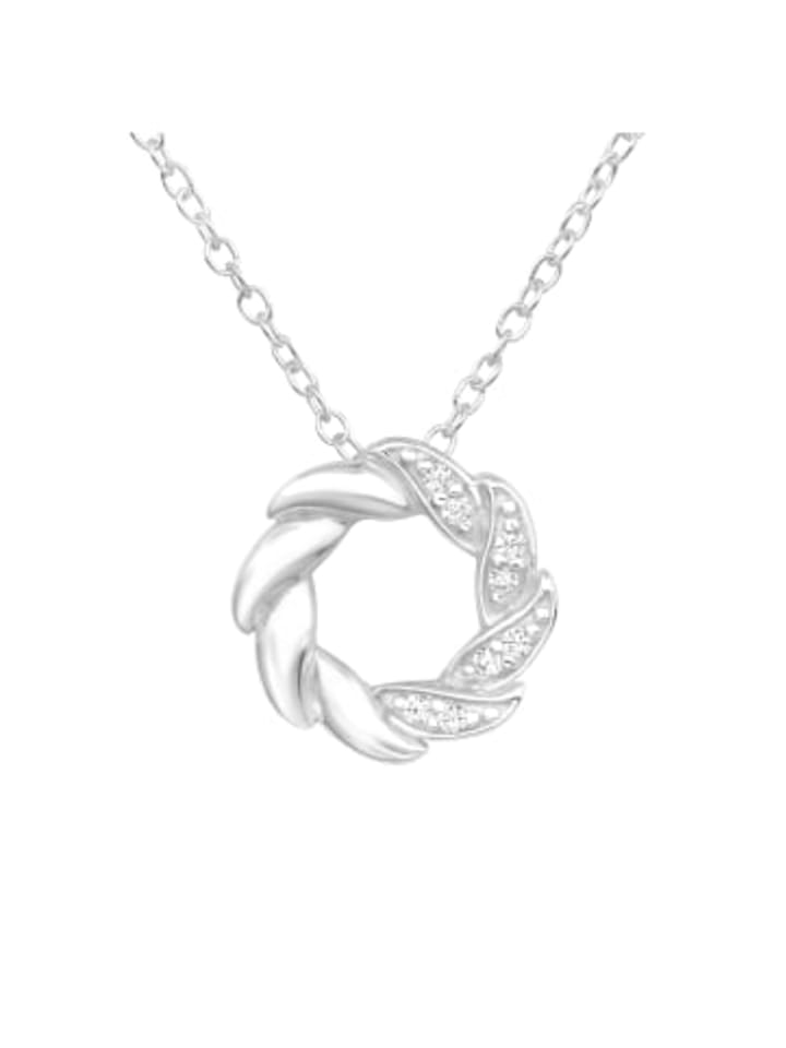 Kette mit Anhänger KRANZ Zirkonia in 925 Sterling Silber, 2-tlg. in silber