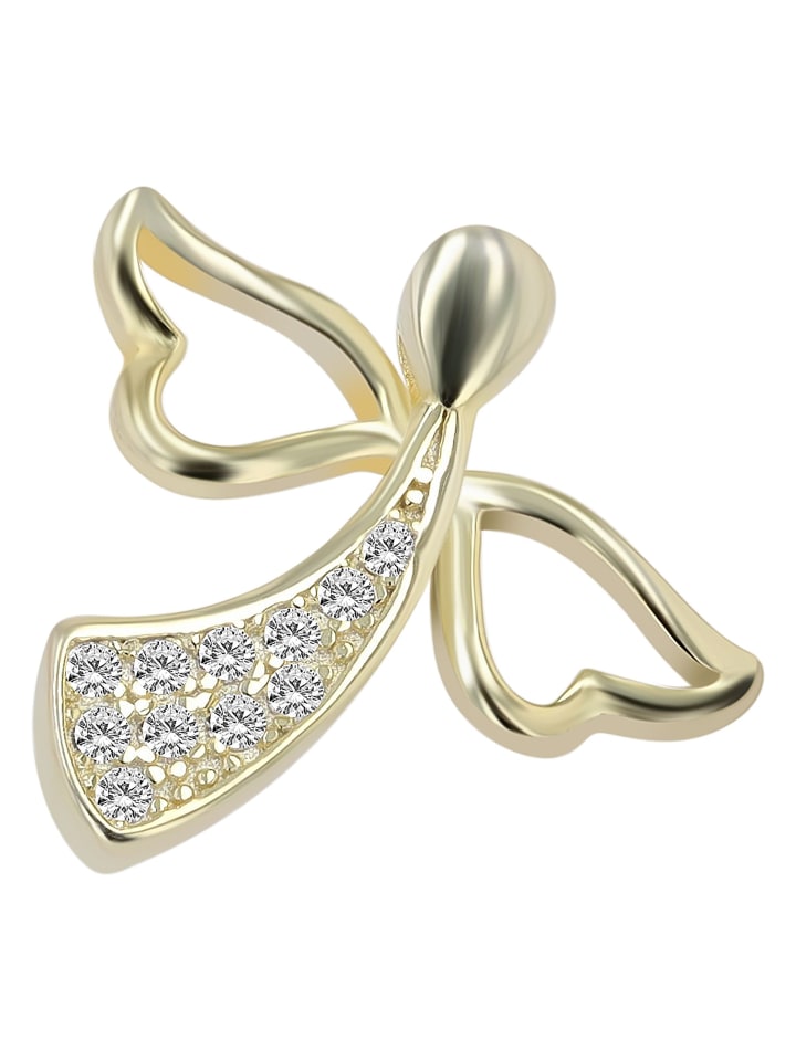 Damen Anhänger – Engelanhänger aus 925 Silber mit Zirkonia in gold