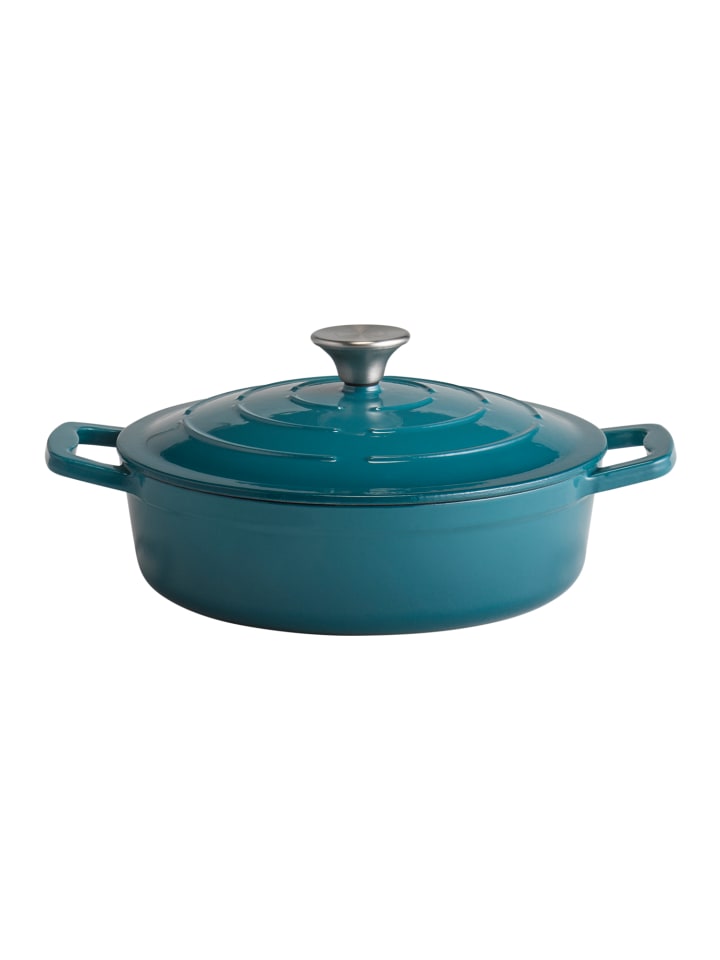Bräter mit Deckel in blau, Ø 25 cm, H: 7 cm, 2,5 Liter   
