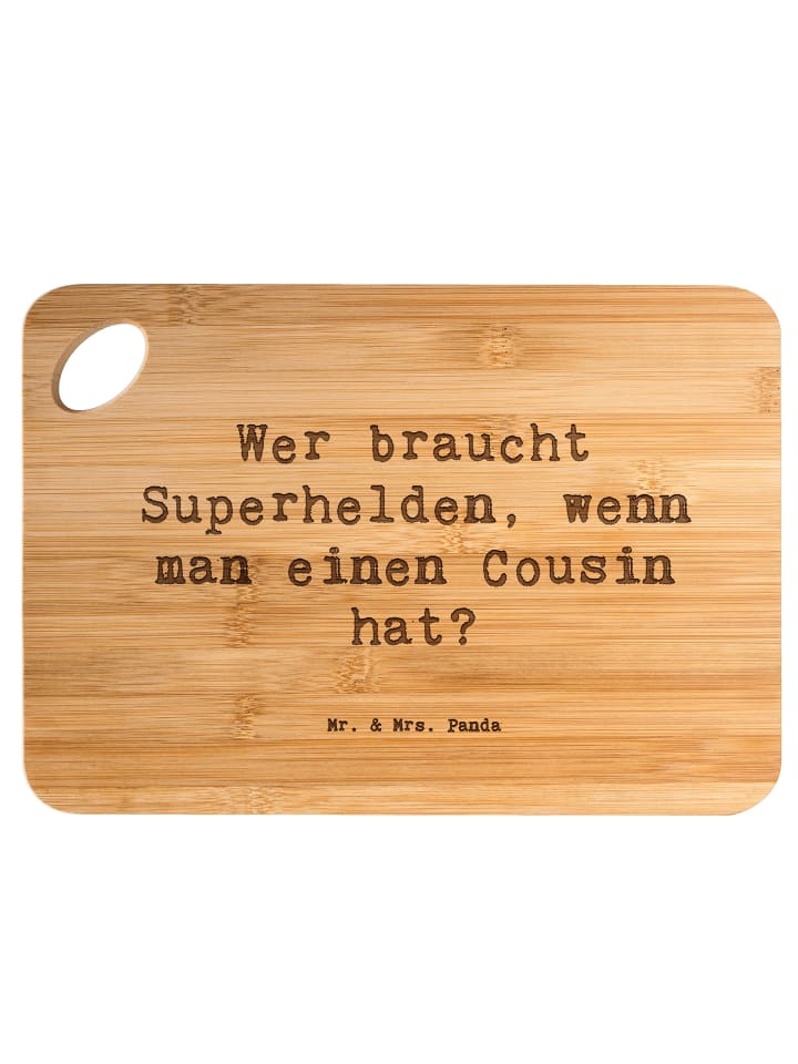 Frühstücksbrettchen Spruch Cousin Held mit Spruch in Braun