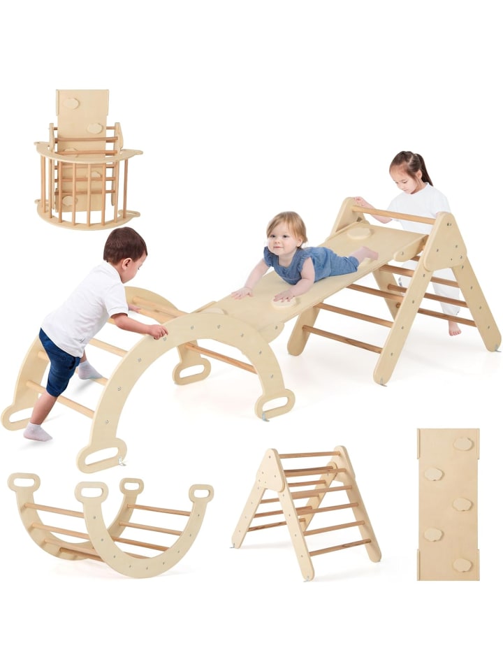 Kletterdreieck Kletterbogen mit Rutsche in Hellbraun
