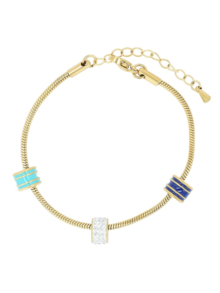 Damen Armband aus Edelstahl mit Strass Steinchen 16,5 cm in gold