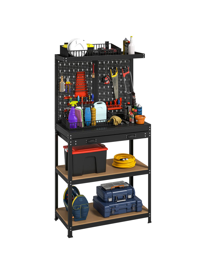 Werkbank in Schwarz 80L x 40,5B x 155H cm