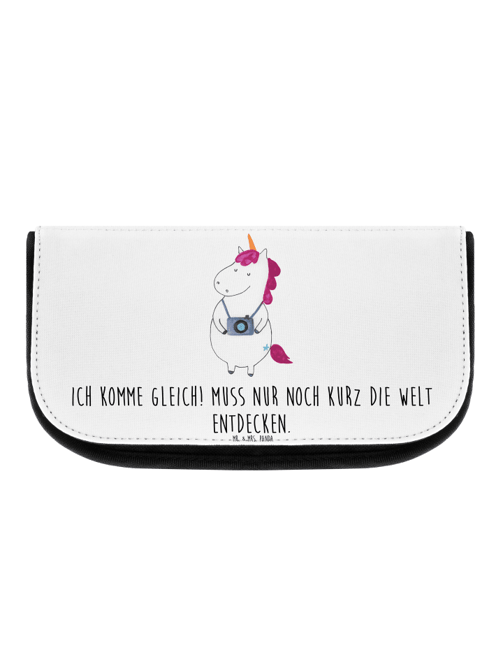 Toilettentasche Einhorn Fotograf mit Spruch in Weiß