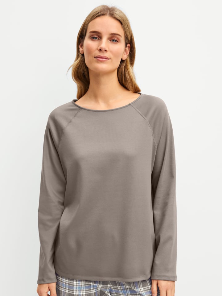 Damen Langarmshirt aus Baumwolle in Truffle Brown