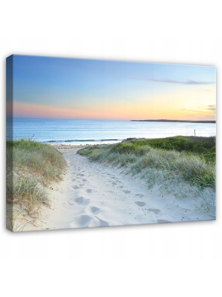 Leinwandbild Strand in Blau