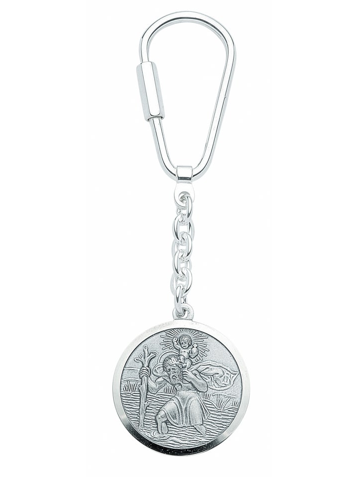Damen Alpacca Schlüsselanhänger Christophorus Ø 27,5 mm in silber
