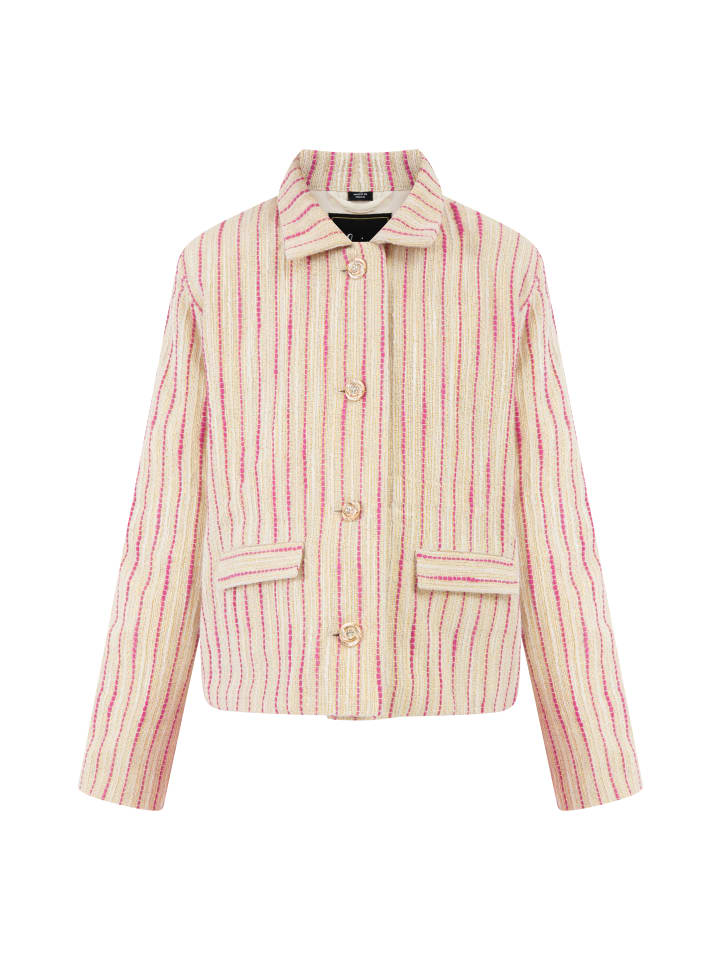Mädchen Blazerjacke in Pink Wollweisser Streifen