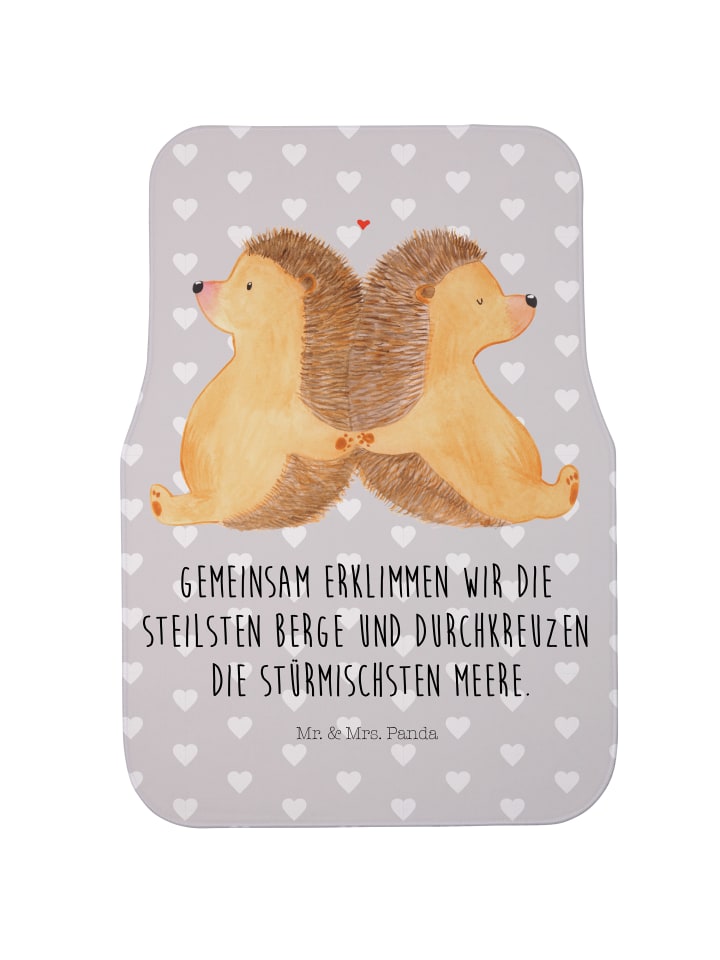 Automatte Igel händchenhaltend mit Spruch in Grau Pastell