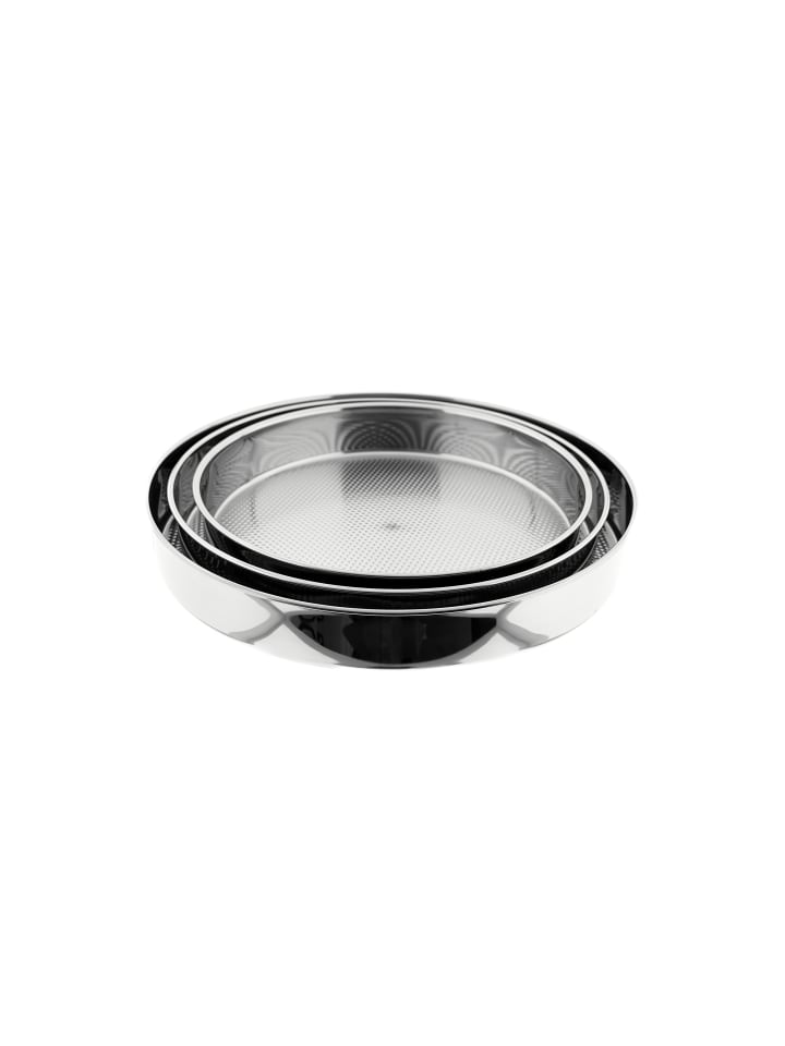 Backblech-Set aus Edelstahl - 3-teilig, Ø 32/36/40 cm in Silber