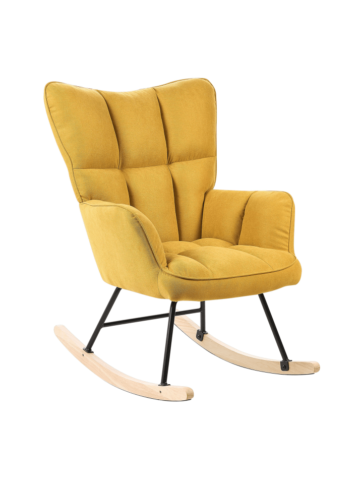 Schaukelsessel OULU in Gelb/Schwarz/Braun - (W) 71 x (H) 104 x (L) 83 cm