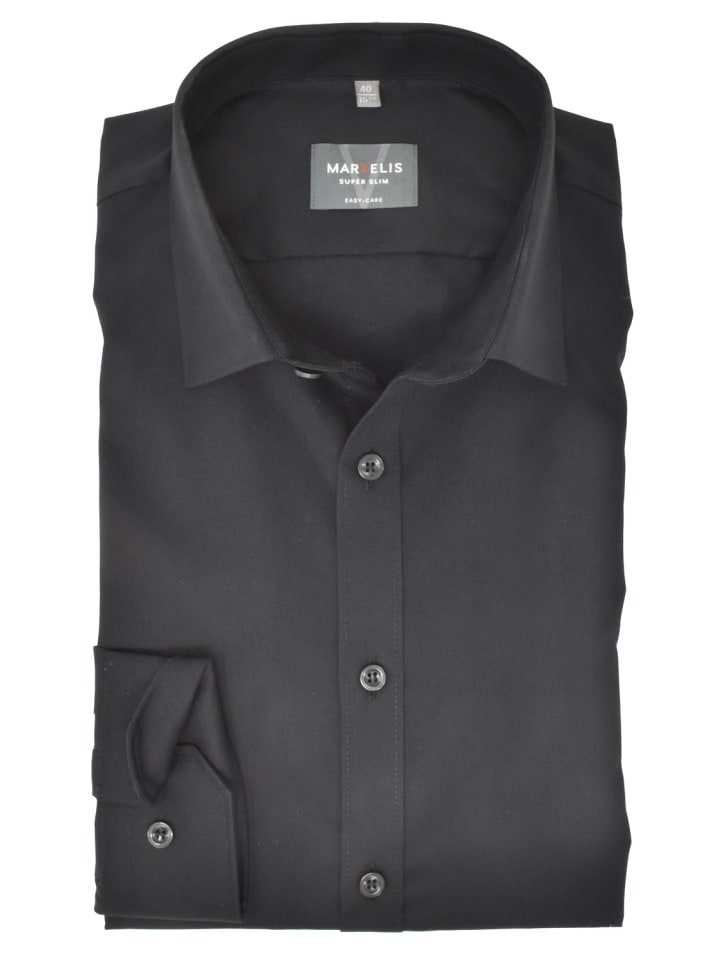Super Slim Fit Businesshemd in Schwarz