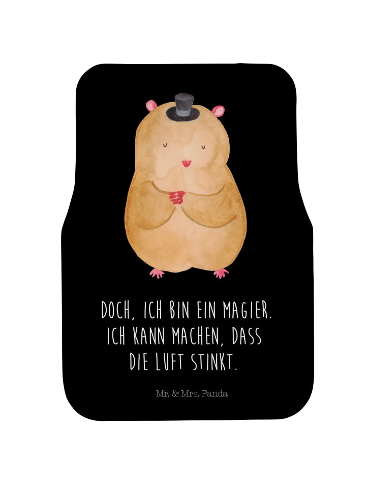 Auto Fußmatte Hamster Hut mit Spruch in Schwarz