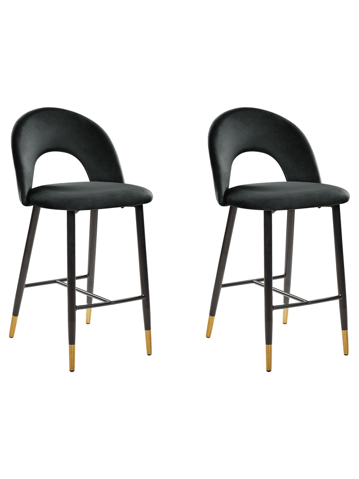 2er-Set Barhocker FALTON in Schwarz/Gold