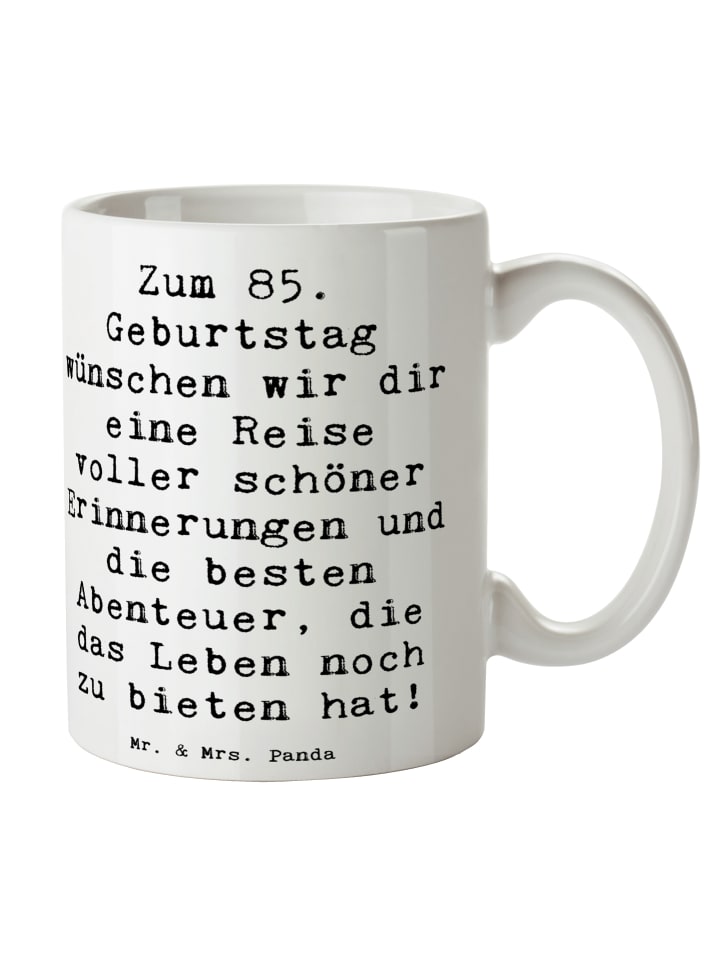 Kaffeebecher Spruch 85. Geburtstag mit Spruch in Weiß