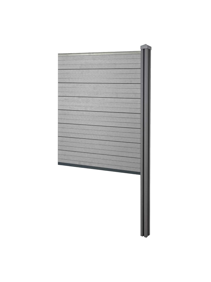 WPC-Sichtschutz Savoie, Erweiterungselement schmal, 98cm grau
