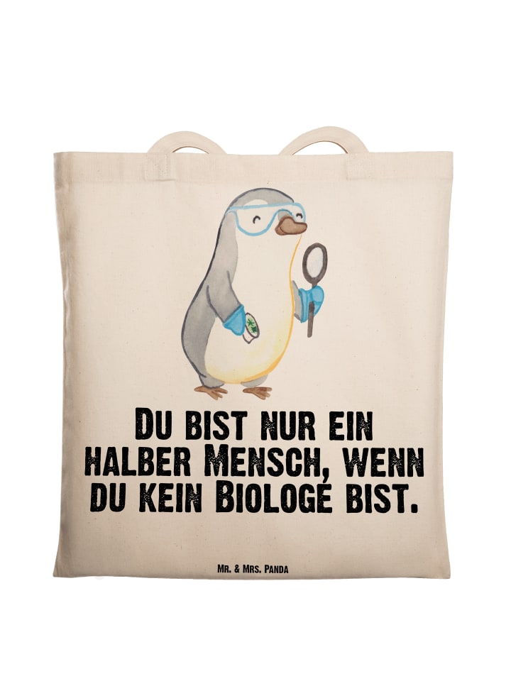 Tasche Biologe Herz mit Spruch in Creme