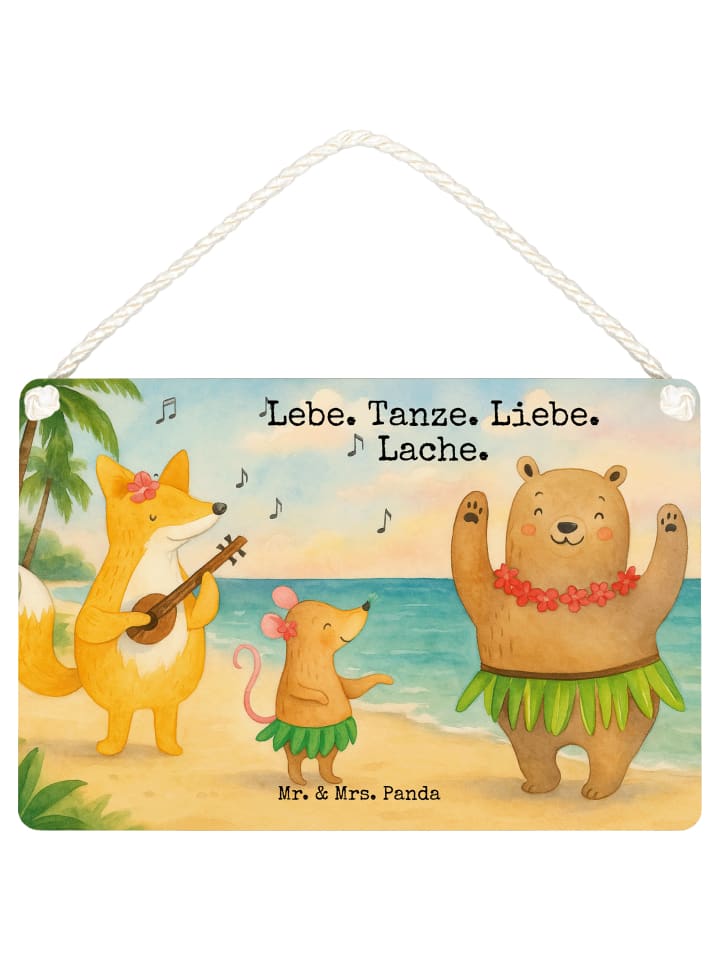 Schild Waldtiere Aloha Design mit Spruch in Weiß