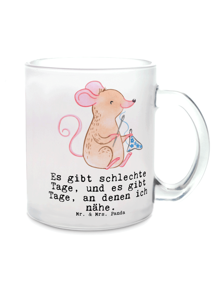 Kaffeetasse Maus Nähen mit Spruch in Transparent