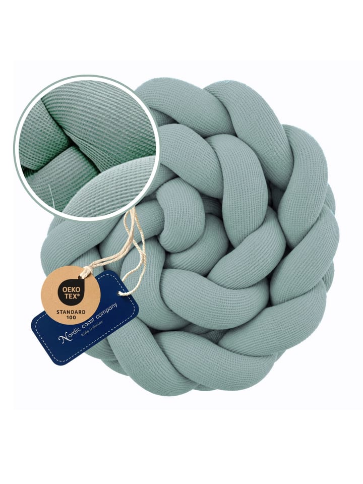 Bettschlange geflochten weicher Waffelstoff Baumwolle Mint
