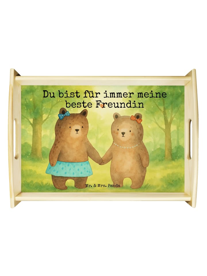 Serviertablett Bär Freundin Design mit Spruch in Weiß
