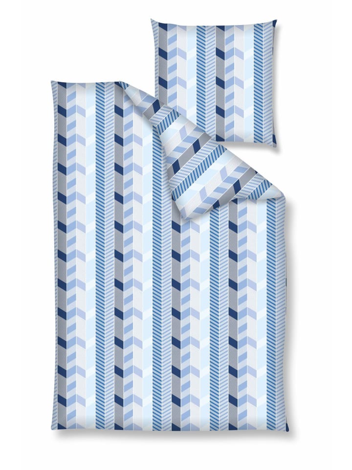 Renforcé Bettwäsche - gemustert, blau in blau
