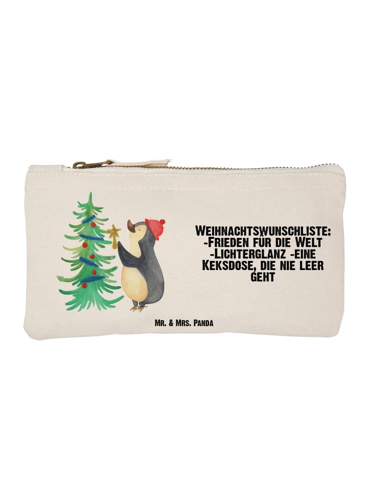 Federtasche Pinguin Weihnachtsbaum mit Spruch in Weiß