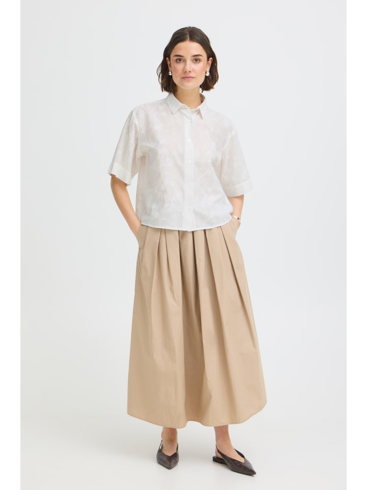 Kurzarm-Bluse FREMMY Box fit in WHISPER WHITE EMBROIDERY