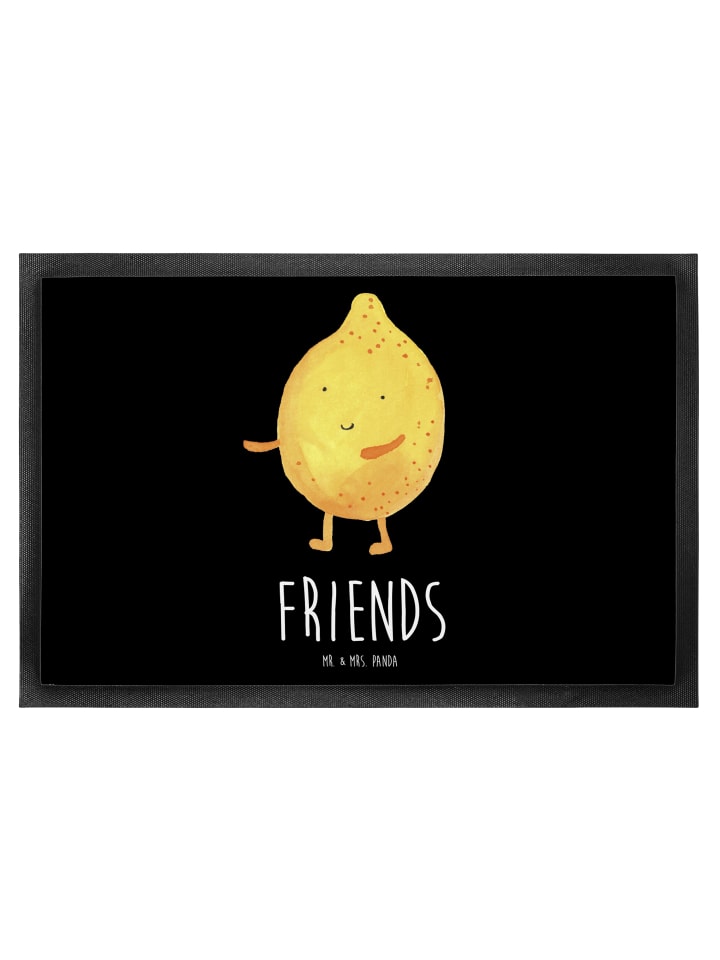 Gummimatte Beste Freunde Zitrone mit Spruch in Schwarz
