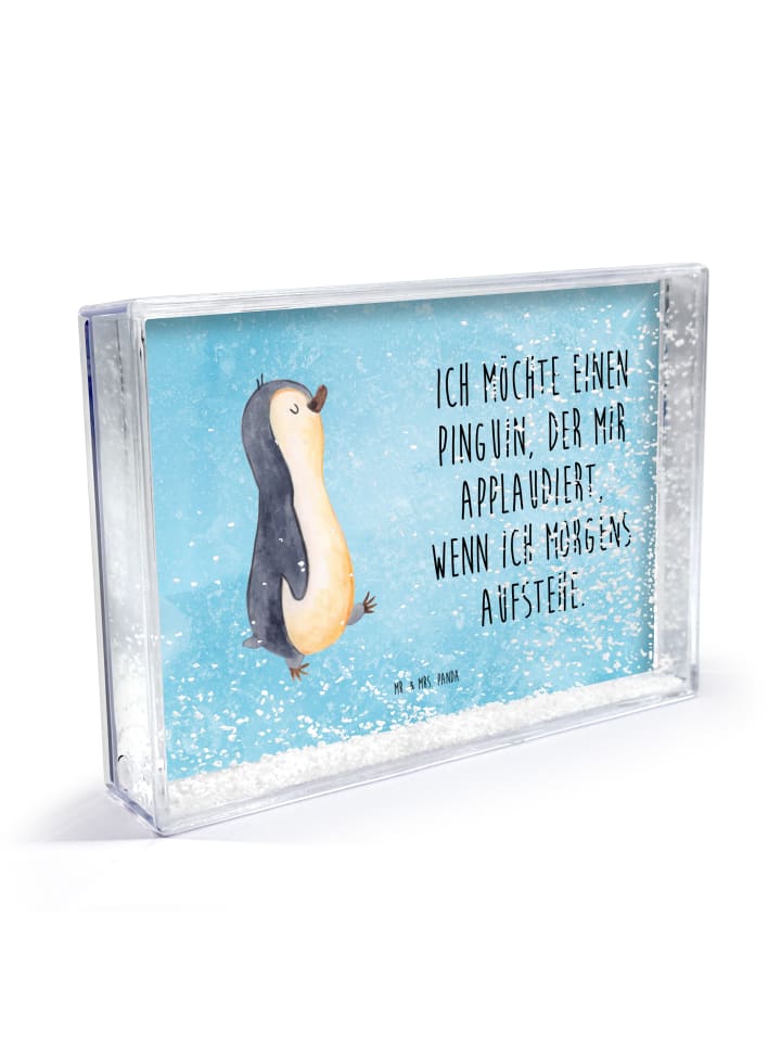 3D-Bilderrahmen Pinguin mHerzieren mit Spruch in Eisblau