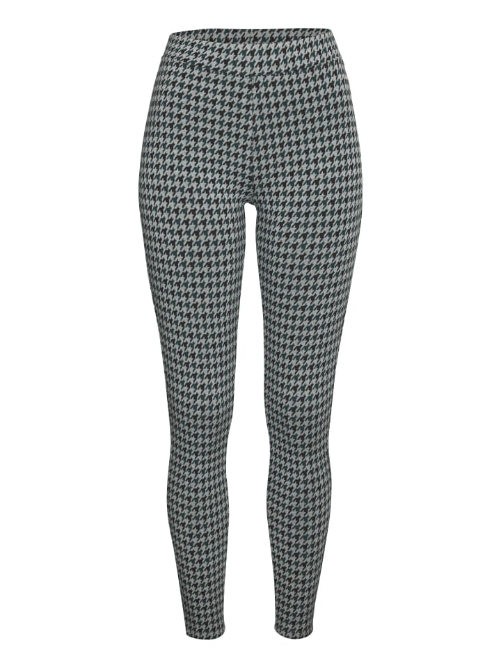 Leggings in Weiß schwarz grün gemustert
