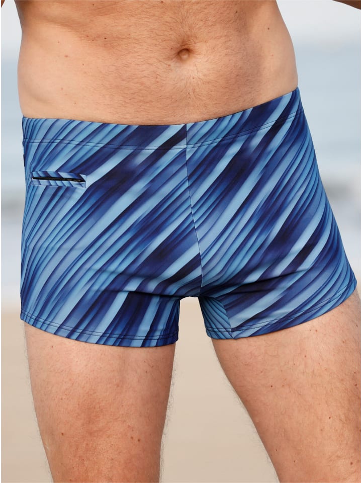 Badehose in marine-mittelblau-bedruckt