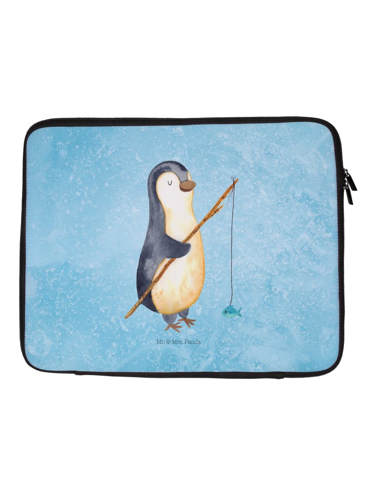 Laptop Tasche Pinguin Angler ohne Spruch in Eisblau