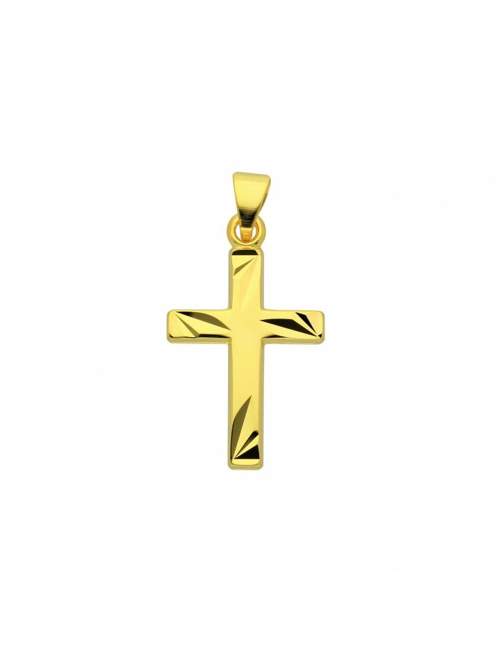 Damen & Herren 585 Gold Kreuz Anhänger in gold