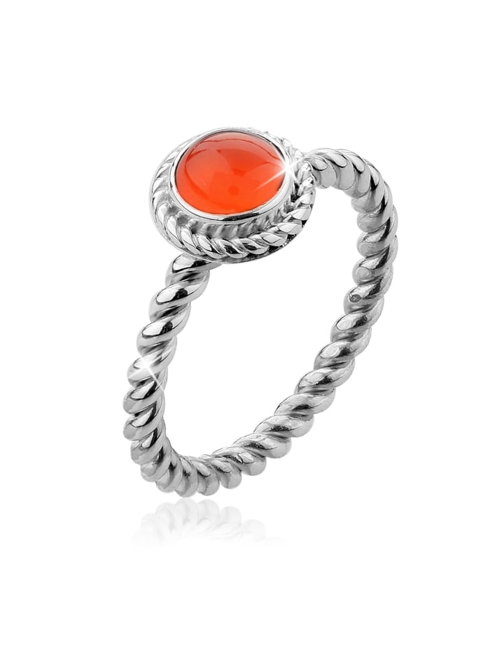 Ring 925 Sterling Silber Geburtsstein, Geburtsstein - Juli in Orange