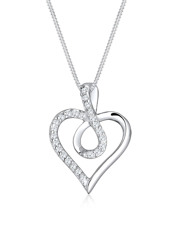 Halskette 925 Sterling Silber Herz, Infinity in Silber