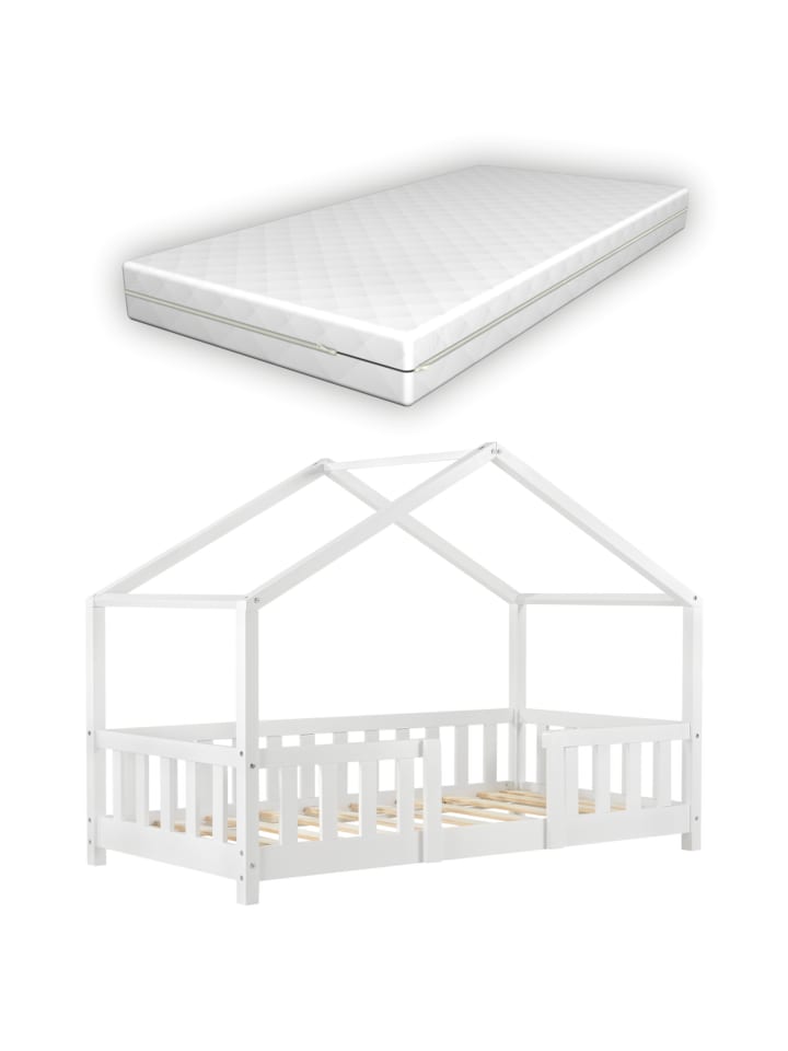 Kinderbett Treviolo mit Matratze in Weiß (L)140cm (B)70cm