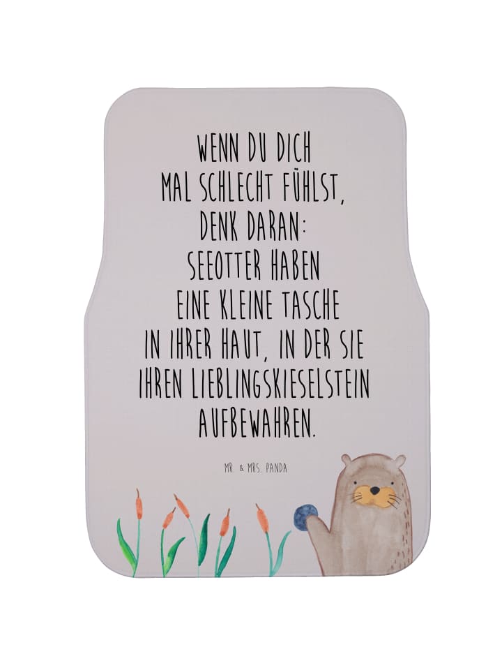 Fußmatte Auto Otter Stein mit Spruch in Grau Pastell